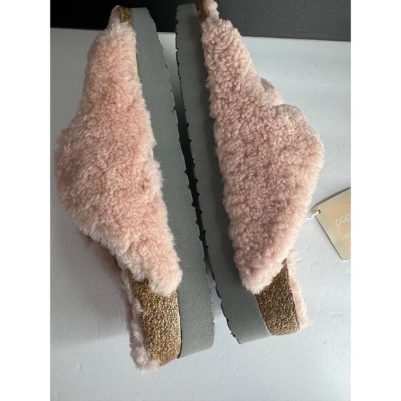 Birkenstock Arizona Teddy Shearling Platform Sandals Pink Big Buckle 42 US 11 - Picture 6 of 7